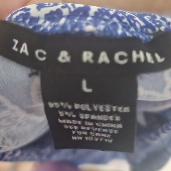 K26  Dazzling blue & white palazzo strapless jumpsuit by Zac & Rachel Sz L - Picture 6 of 6